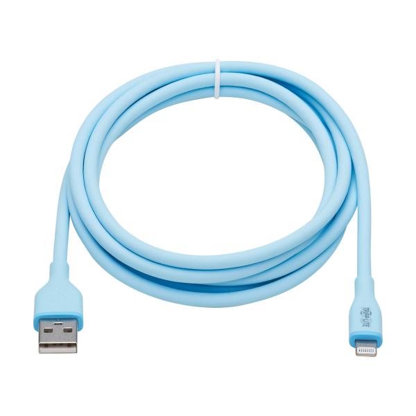 Tripplite Kabel USB-A / Lightning Synch/ Nabíjení, MFi, Samec/ Samec, Safe-IT Antibakt, flex, sv.modrá, 1.83m 