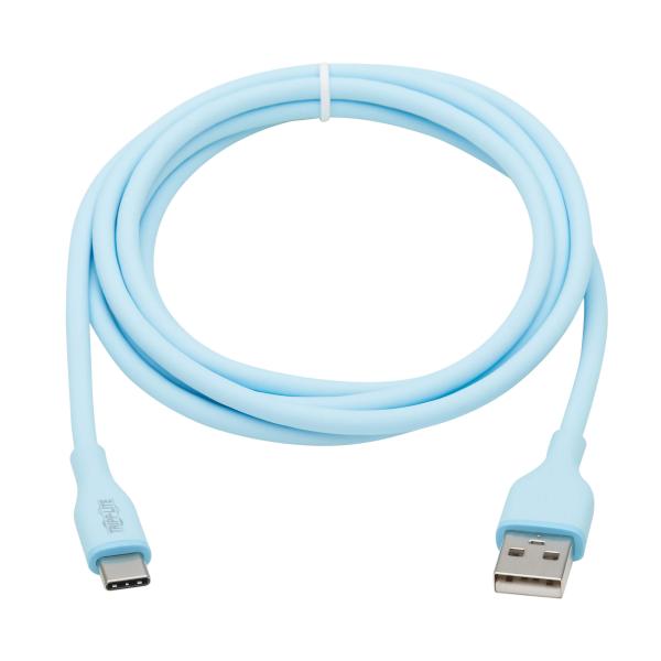 Tripplite Kábel USB-A/ USB-C, USB 2.0 (Samec / Samec), Antibakteriálne Safe-IT, flexibilné, sv. modrá, 1.83m 