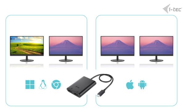 i-tec USB-C Dual 4K/ 60Hz (single 8K/ 30Hz) HDMI Video Adapter 