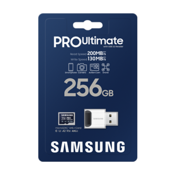 Samsung PRO Ultimate/ micro SDXC/ 256GB/ 200MBps/ UHS-I U3 / Class 10/ + Adaptér/ Modrá 