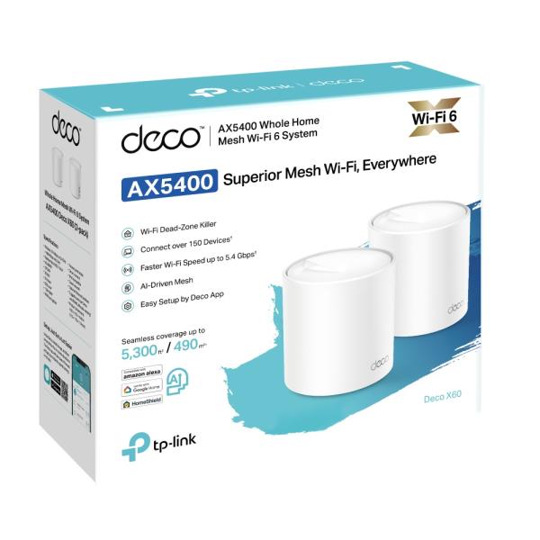 TP-Link AX5400 Smart Home Mesh WiFi6 System Deco X60(2-pack) 