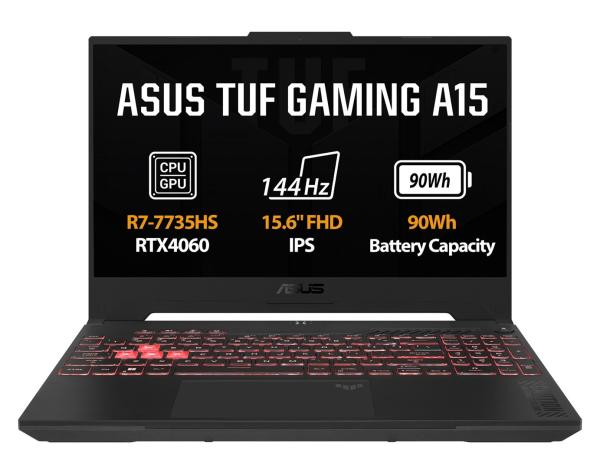 ASUS TUF Gaming A15/ FA507NV/ R7-7735HS/ 15, 6"/ FHD/ 16GB/ 512GB SSD/ RTx 4060/ W11H/ Gray/ 2R