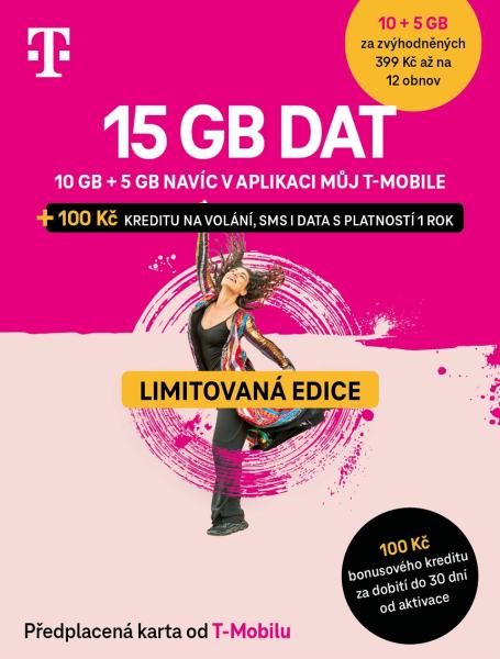 T-mobile Predplatená karta 15GB