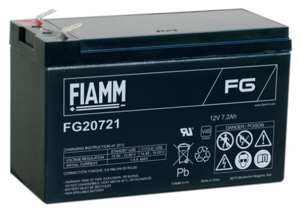 Fiamm olověná baterie FG20721 12V/ 7, 2Ah Faston F1 4, 8mm