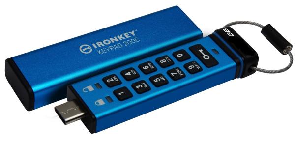 Kingston Ironkey Keypad 200C/ 8GB/ USB 3.0/ USB-C/ Modrá