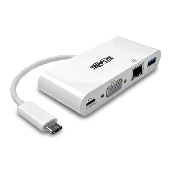 Tripplite Mini dokovacia stanica USB-C / VGA, USB-A, Gbe, nabíjanie, biela