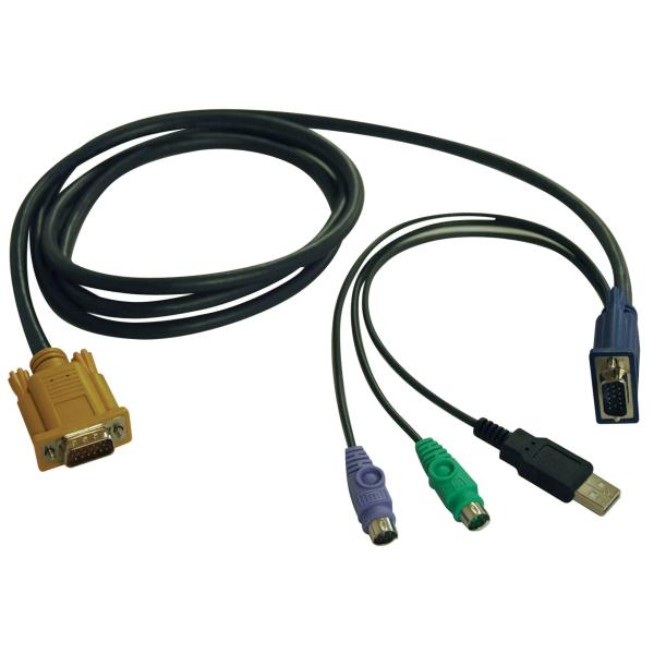 Tripplite Kábel pre pripojenie prepínača KVM (rada B020, B022), HD15 + PS2 + USB-A / HD15 (M / M), 1.83m