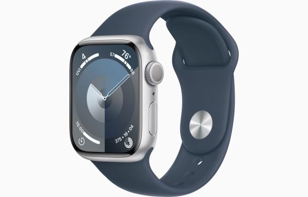 Apple Watch S9/ 41mm/ Silver/ Šport Band/ Storm Blue/ -M/ L