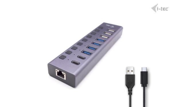 i-tec USB 3.0/ USB-C Charging HUB 9port LAN + Power Adapter 60W