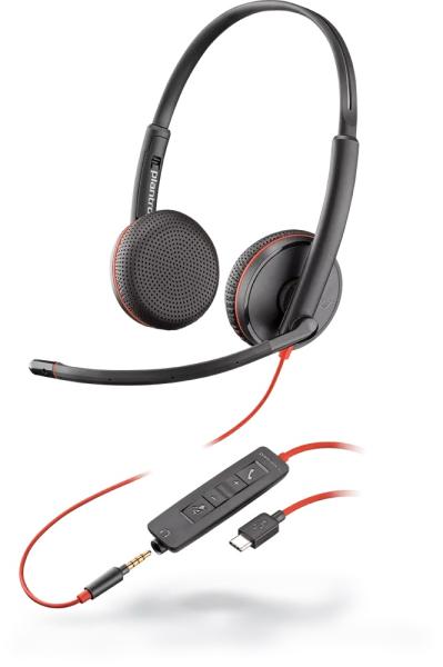 Poly Blackwire C3225. single unit/ Stereo/ USB-C/ Drôt/ Čierna-červená