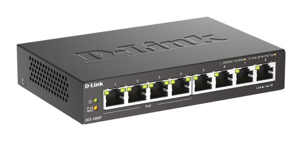 D-Link DGS-1008P 8x 1000 Desktop Switch, 4PoE port 