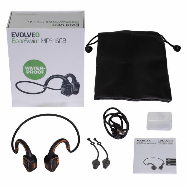 EVOLVEO BoneSwim MP3 16GB, bezdrátová sluchátka 