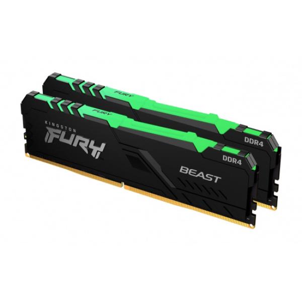 Kingston FURY Beast/ DDR4/ 32GB/ 3200MHz/ CL16/ 2x16GB/ RGB/ Black 