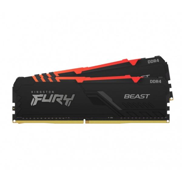 Kingston FURY Beast/ DDR4/ 16GB/ 3733MHz/ CL19/ 2x8GB/ RGB/ Black