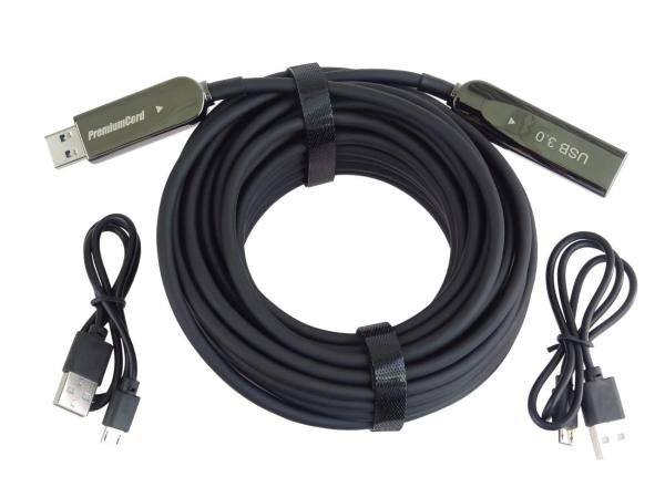 PremiumCord USB 3.2 + 2.0 AOC kábel A/ M - A/ F 30m 