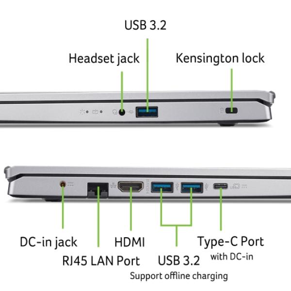 Acer Aspire 3/ 15 (A315-44P)/ R5-5500U/ 15, 6"/ FHD/ 8GB/ 512GB SSD/ RX Vega 7/ W11H/ Silver/ 2R 