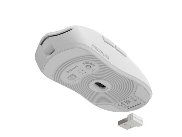 Genesis herná myš ZIRCON 500/ Herná/ Optická/ 10 000 DPI/ USB+BT/ Biela 