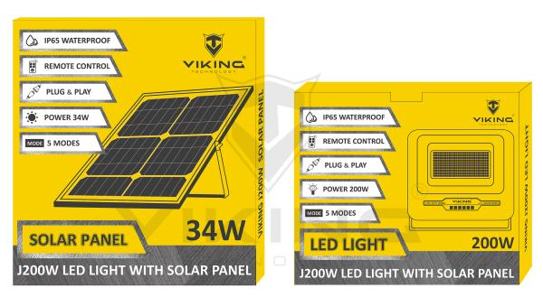 LED svetlo Viking J200W so solárnym panelom 