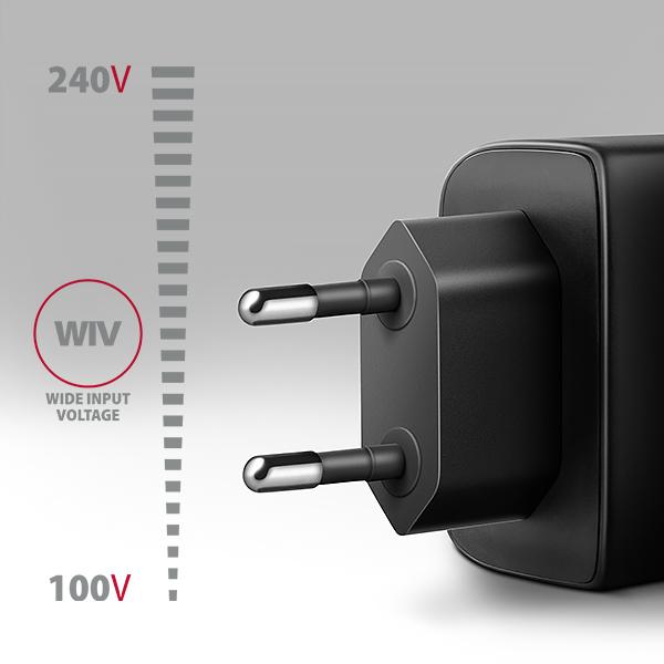 AXAGON ACU-PQ45 GaN nabíjačka do siete 45W, 2x port (USB-A + USB-C), PD3.0/ PPS/ QC4+/ SFC 2.0/ AFC/ Apple 