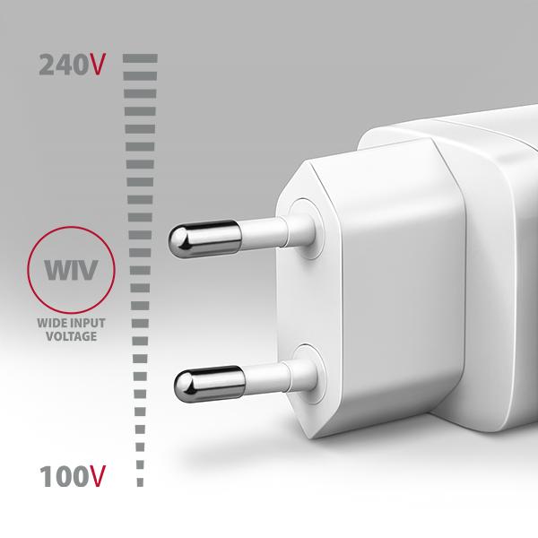 AXAGON ACU-PQ20W nabíjačka do siete 20W, 2x port (USB-A + USB-C), PD3.0/ PPS/ QC4+/ AFC/ Apple, biela 