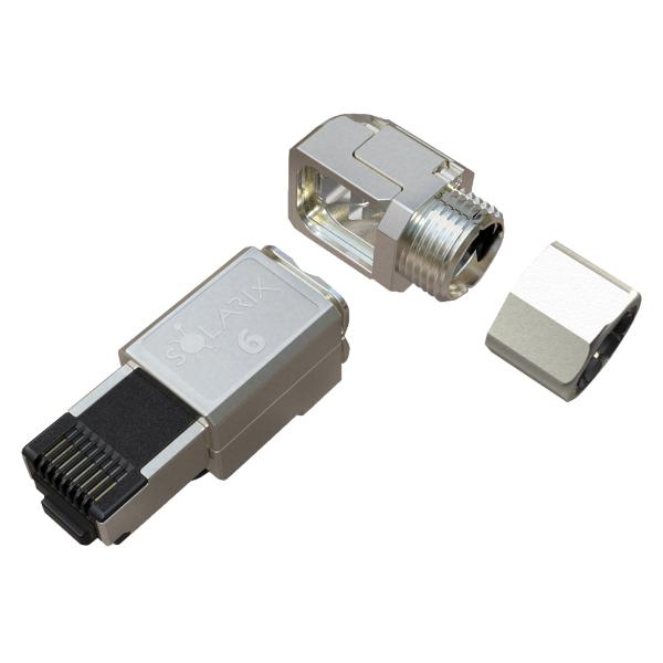 Konektor MPTL 90° RJ45 CAT6A STP samorezný SXRJ45-6A-STP-BK-SA-U 