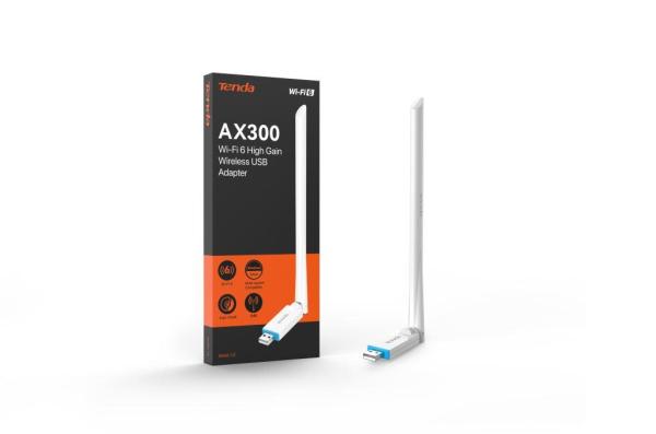Tenda U2v5 AX300 WiFi 6 USB Adapter, 286 Mb/ s, 802.11ax/ b/ g/ n, 6 dBi, Soft AP, Win 7/ 10/ 11, Linux 