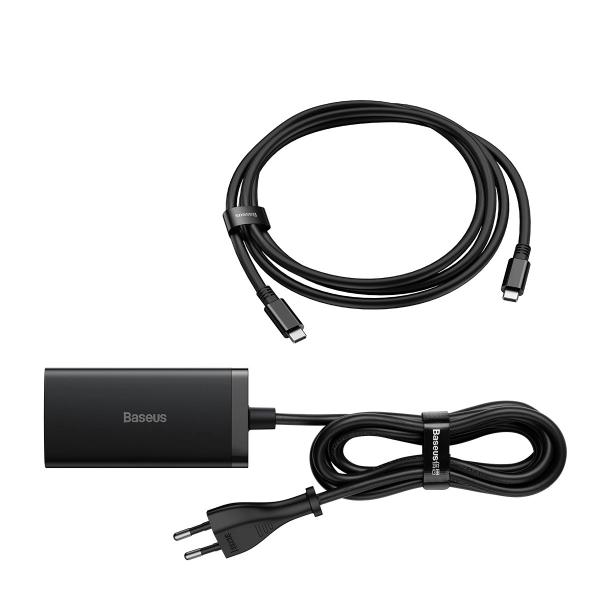 Baseus Nabíjačka do siete GaN5 Pro 2x USB-C/ USB-A/ HDMI 67W kábel 1.5m/ USB-C kábel 1m čierna 