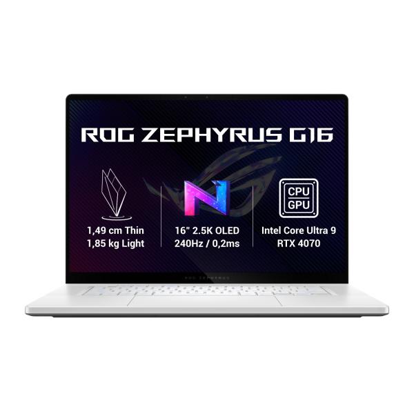 ASUS ROG Zephyrus G16/ GU605MZ/ U9-185H/ 16"/ 2560x1600/ 32GB/ 1TB SSD/ RTX 4070/ W11H/ White/ 2R