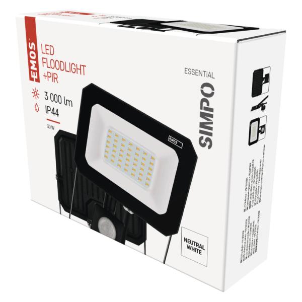 EMOS LED REFLEKTOR SIMPO 30W, 3000Lm, 4000K, PIR 