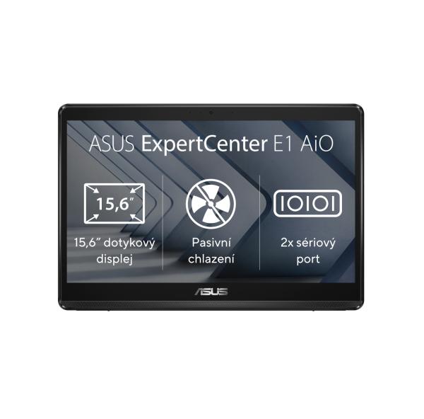 ASUS ExpertCenter/ E1 AiO (E1600)/ 15, 6"/ 1366 x 768/ T/ N4500/ 8GB/ 128GB SSD/ UHD/ bez OS/ Black/ 2R
