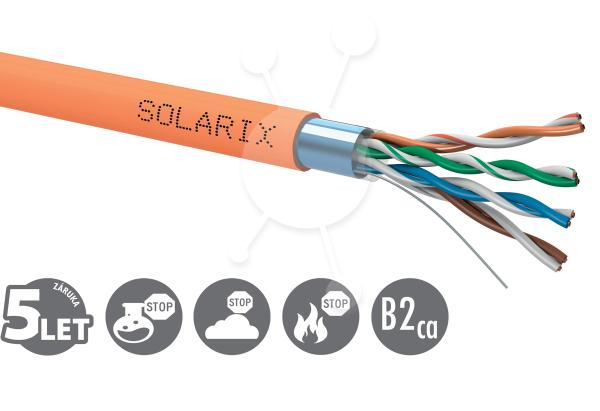 Inštalačný kábel Solarix CAT5E FTP LSOHFR B2ca-s1, d1, a1 500m/ cievka SXKD-5E-FTP-LSOHFR-B2ca