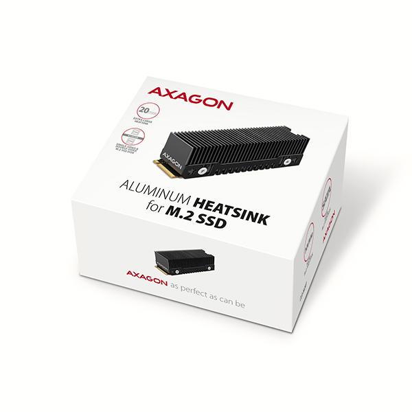 AXAGON CLR-M2XT, hliníkový pasívny chladič pre jedno aj obojstranný M.2 SSD disk, výška 24 mm 