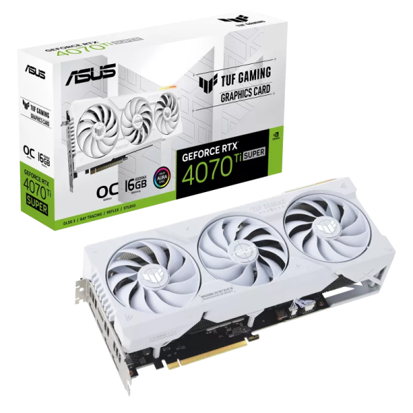 ASUS VGA NVIDIA GeForce RTX 4070 Ti SUPER TUF GAMING WHITE OC 16G,  16G GDDR6X,  3xDP,  2xHDMI 