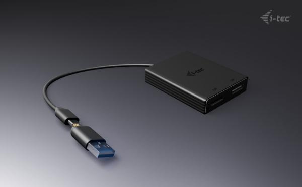 i-tec USB-A/ USB-C Dual 4K DP Video adaptér 