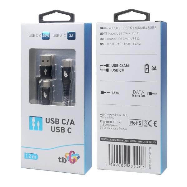 TB Touch 2v1 kabel USB-C - USB C s USB A, 1, 2m