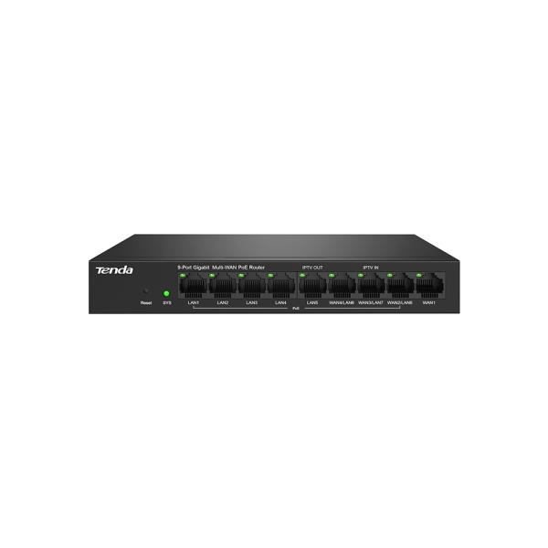 Tenda G0-8G-PoE Gigabit PoE Router MultiWAN, 3x GWAN/ GLAN, 1x GWAN, 5x GLAN, 8x PoE 802.3af/ at, VPN 