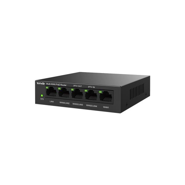 Tenda G0-5G-PoE Gigabit PoE Router MultiWAN, 3x GWAN/ GLAN, 1x GWAN, 1x GLAN, 4x PoE 802.3af/ at, VPN 