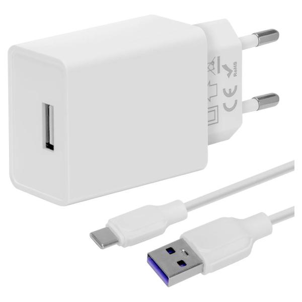 OBAL:ME Cestovná Nabíjačka USB-A 10W + USB-A/ USB-C Kábel 1m White