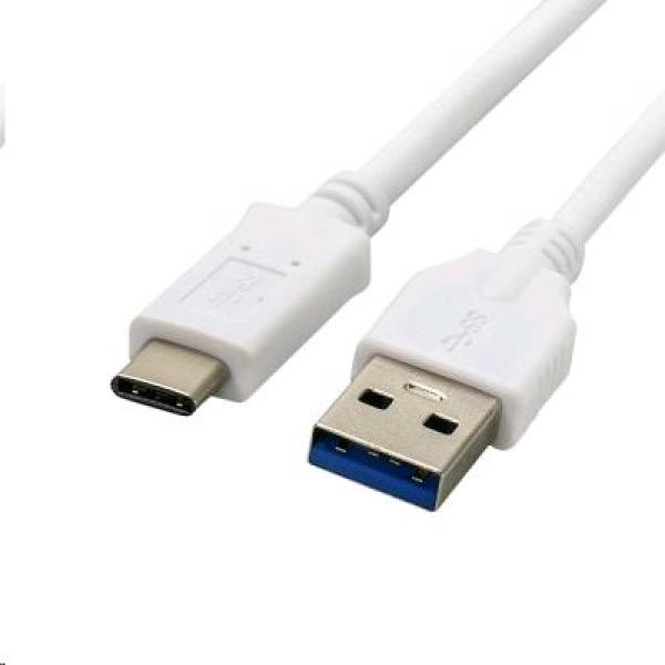 Kábel C-TECH USB 3.0 AM na Type-C kábel (AM/ CM), 2m, biely