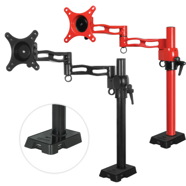 ARCTIC Z1 red - single monitor arm with USB Hub in