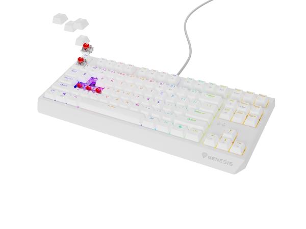 Genesis herní klávesnice THOR 230/ TKL/ RGB/ Outemu Red/ Drátová USB/ US layout/ Bílá 