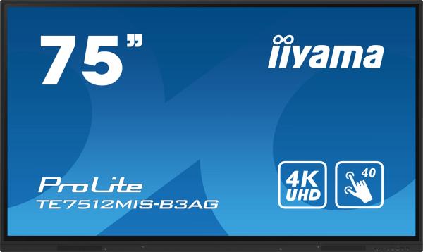 75" iiyama TE7512MIS-B3AG: IPS, 4K, 40P, USB-C