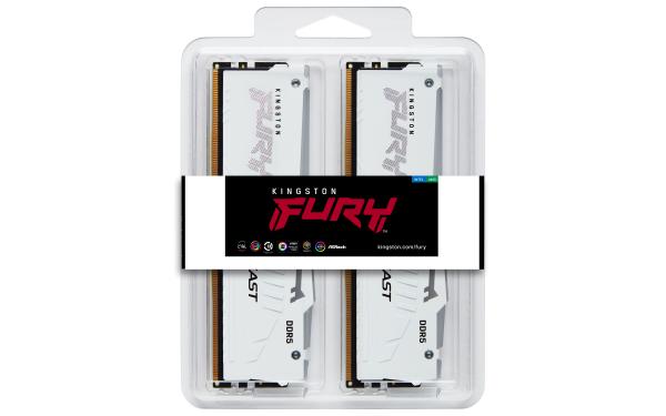 Kingston FURY Beast/ DDR5/ 64GB/ 6000MHz/ CL30/ 2x32GB/ RGB/ White 