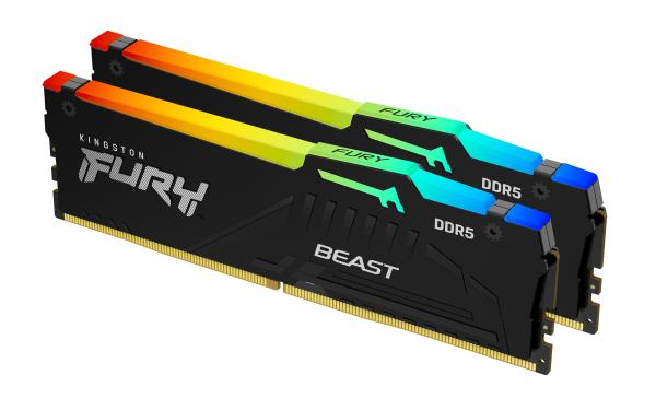 Kingston FURY Beast/ DDR5/ 32GB/ 6400MHz/ CL32/ 2x16GB/ RGB/ Black