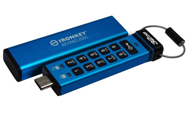 Kingston Ironkey Keypad 200C/ 32GB/ 145MBps/ USB 3.0/ USB-C/ Modrá