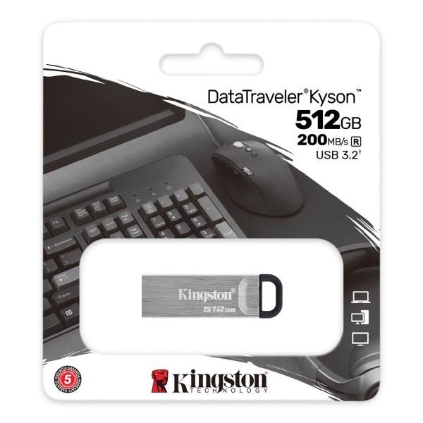 Kingston DataTraveler Kyson/ 512GB/ USB 3.2/ USB-A/ Strieborná 