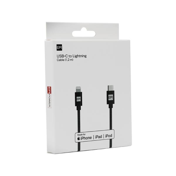 ER POWER kábel USB-C/ Lightning 120cm čierny 