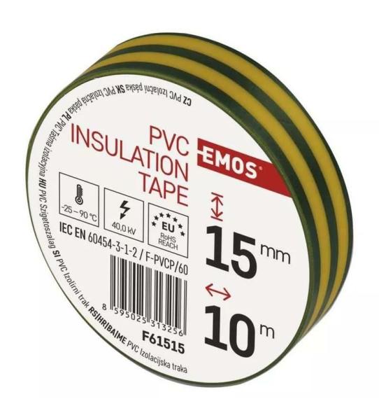 Emos Izolační páska PVC 15/ 10 zelená/ žlutá