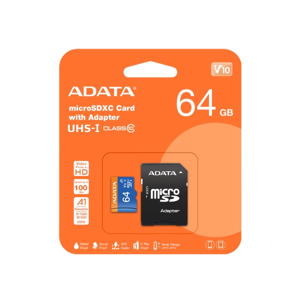 Adata/ micro SDXC/ 64GB/ UHS-I U1 / Class 10/ + Adaptér 