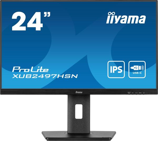 24" iiyama XUB2497HSN-B1:IPS, FHD, USB-C, DP, RJ45, HAS